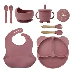EDWINAYY - Juego De Alimentación Silicona Antideslizante Para Bebé 9pcs