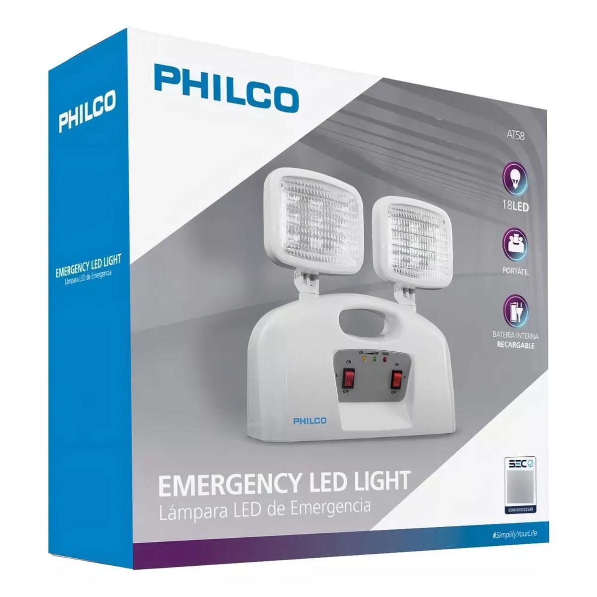 PHILCO - Lampara Luz De Emergencia Philco Led 2 Focos