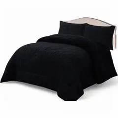 GENERICO - Cobertor De Invierno 15 Plaza+1 Funda Texturizado Trenzado Negro