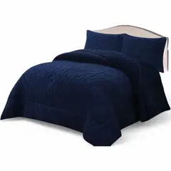 GENERICO - Cobertor De Invierno 15 Plaza+1 Funda Texturizado Trenzado Azul Oscuro