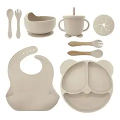 EDWINAYY - Juego De Alimentación Silicona Antideslizante Para Bebé 9pcs