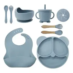 EDWINAYY - Juego De Alimentación Silicona Antideslizante Para Bebé 9pcs