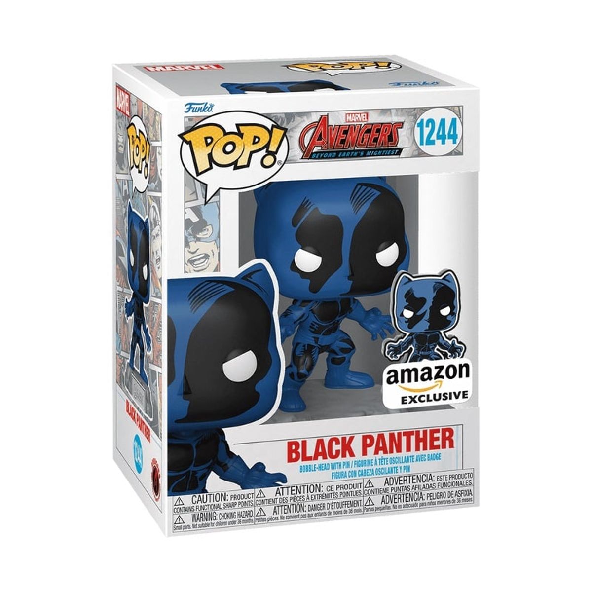 FUNKO - Funko Pop Marvel Avengers Pantera Negra 1244 + Pin