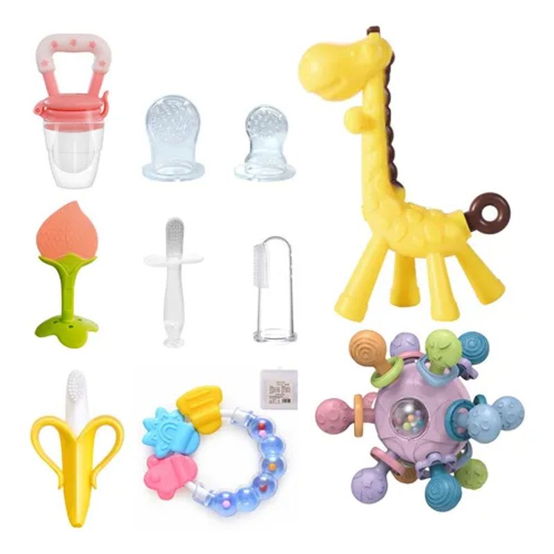 EDWINAYY - Mordedor Bebé Silicona 10 Pzs Juguete Cepillo Dientes Encías