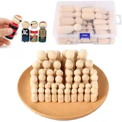 KUANGYE - 50 Piezas Muñecas de Madera Natural, Figuras Para Pintar