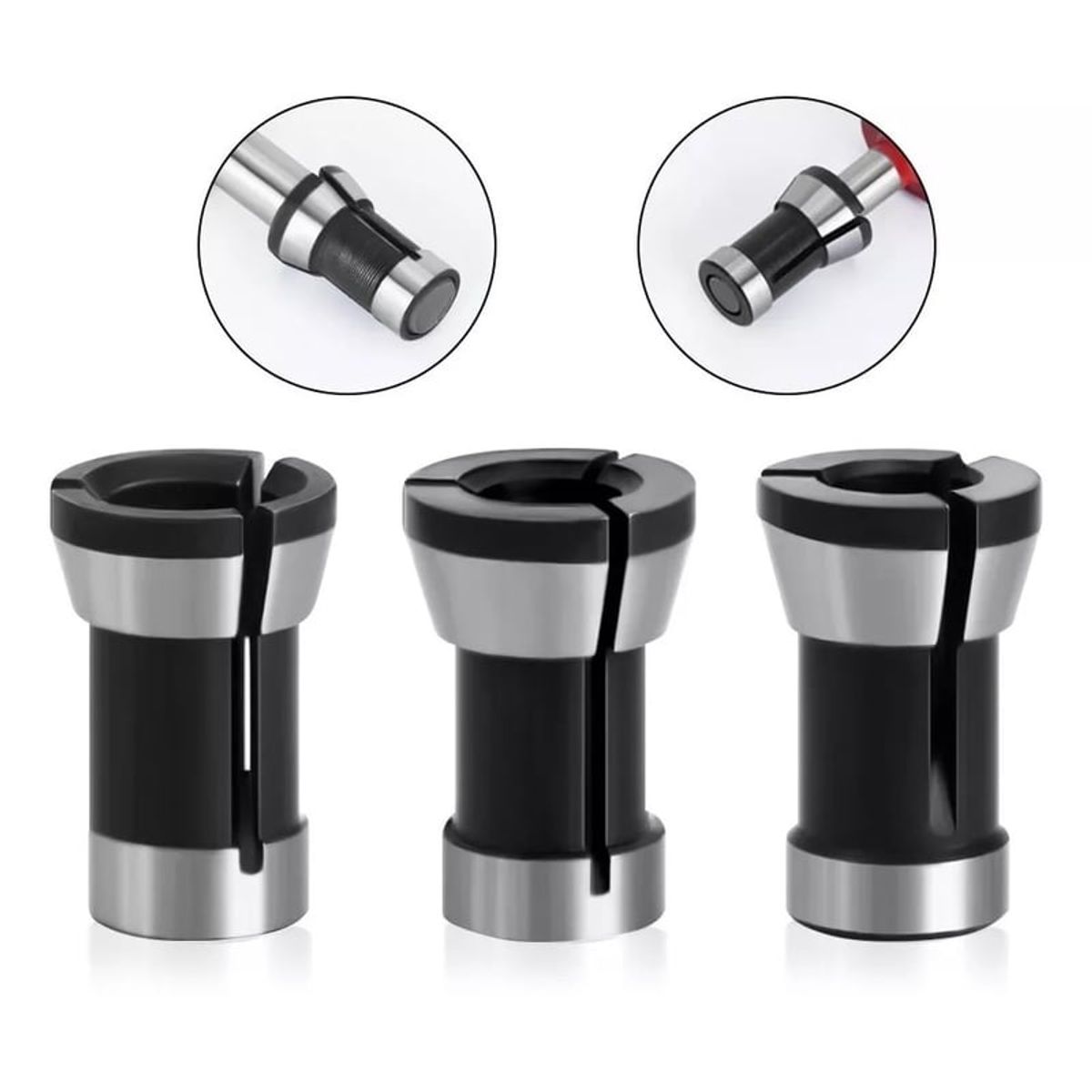 GENERICO - 3 Adaptadores Para Fresadora Router Tupi 6mm 6,35 (1/4) 8mm