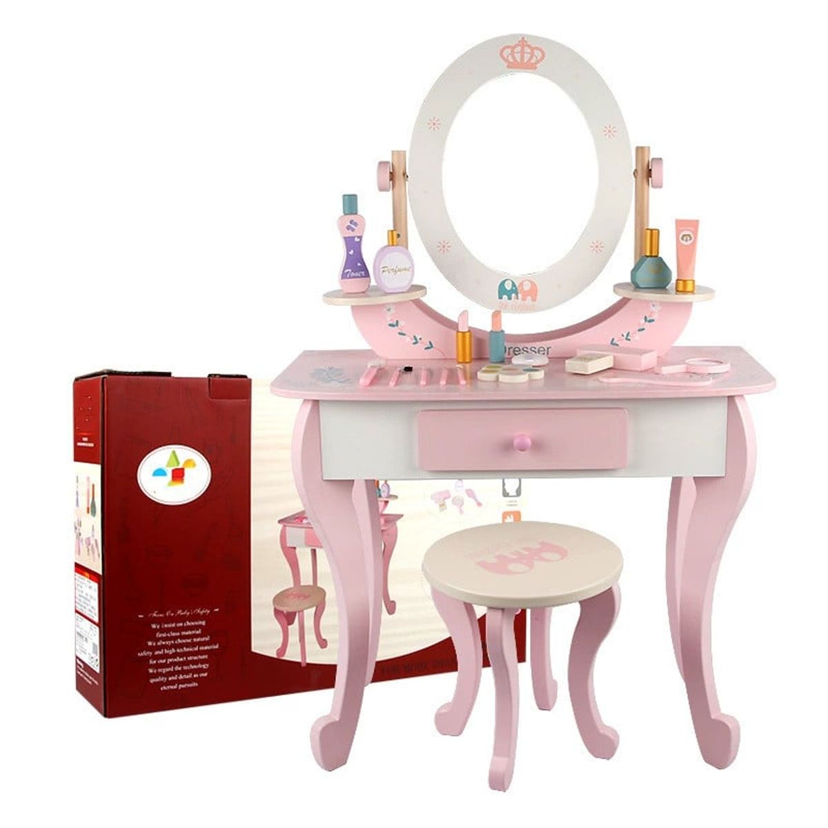 KUANGYE - Set De Tocador Infantil Rosado Para Niñas