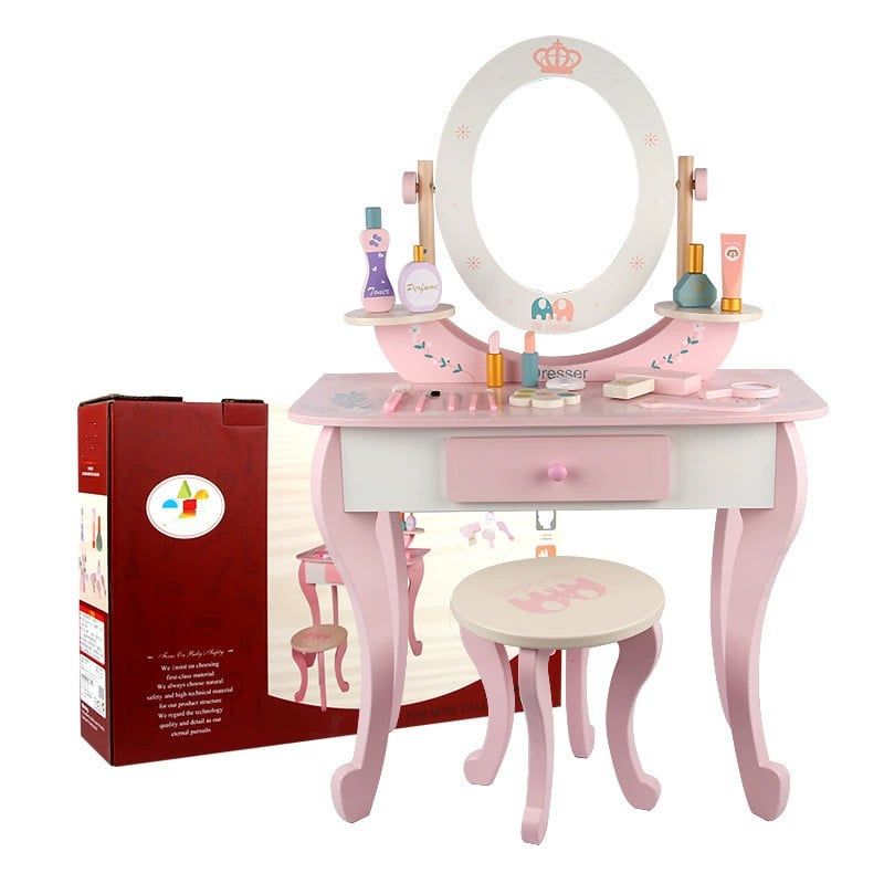 KUANGYE - Set De Tocador Infantil Rosado Para Niñas