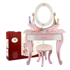 KUANGYE - Set De Tocador Infantil Rosado Para Niñas