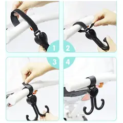EDWINAYY - 2x Ganchos Para Coche Bebé Giratorio 360 Colgador Mochilas