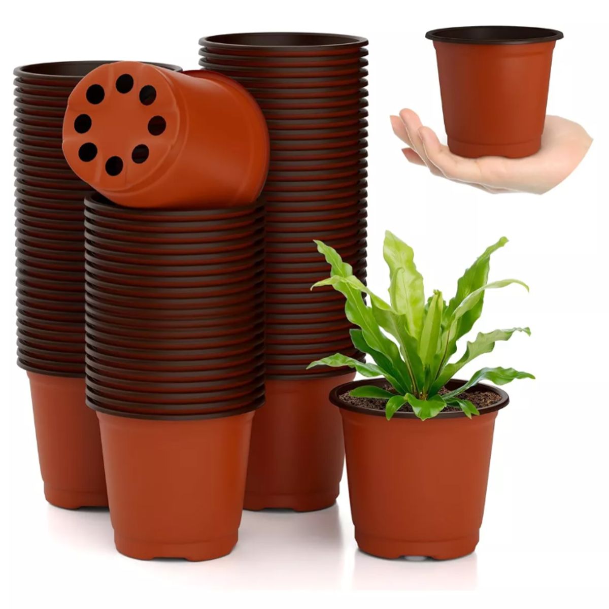 KUANGYE - 80 Maceteros Flexibles Vivero 14x13cm Terracota Kit Inicial