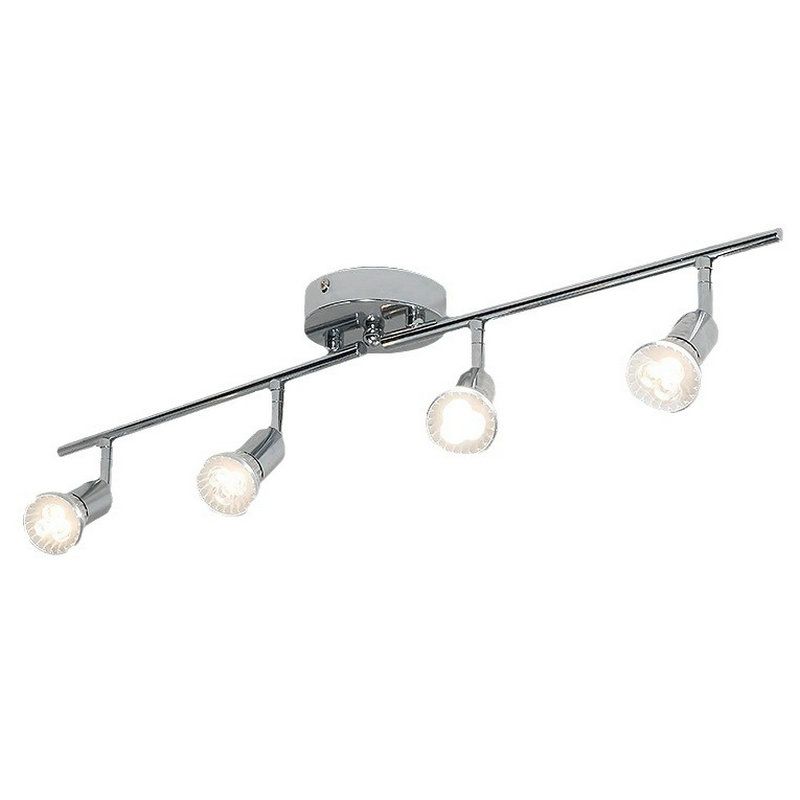 MMDH - Lámpara De Techo Moderna Largo LED Foco 4 luces CLA287 Cromo.