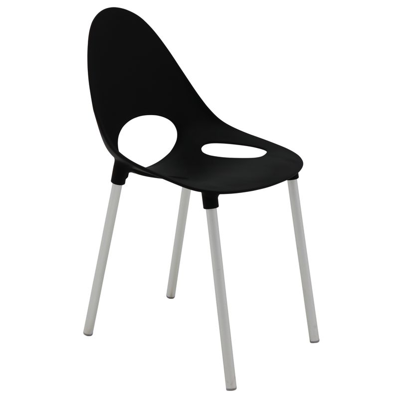 TRAMONTINA - Silla Tramontina Elisa en Polipropileno Negro con Patas de Aluminio Anodizado