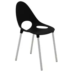 TRAMONTINA - Silla Elisa en Polipropileno Negro con Patas de Aluminio Anodizado