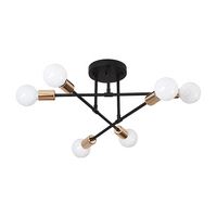 Lámpara de 6 focos metálica - Negro y Dorado