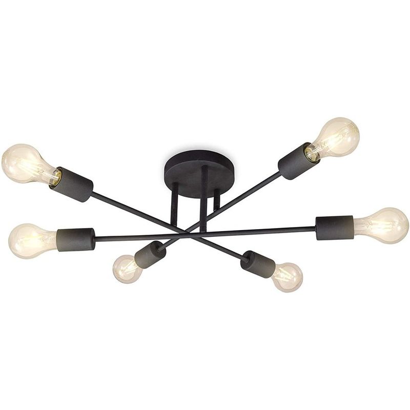 PUREPOWER - Lámpara de techo vintage bombillas 6e27 no incluidas negro
