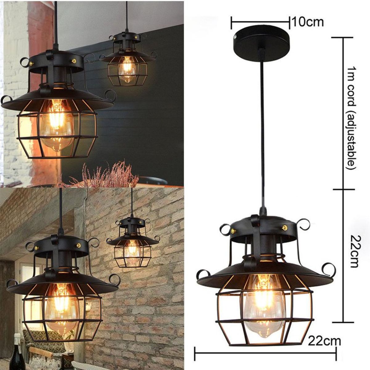 PUREPOWER - Edison techo de la vendimia pendiente de la lámpara