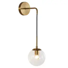 PUREPOWER - Lámpara de pared de bola de cristal de vidrio de estilo nórdico
