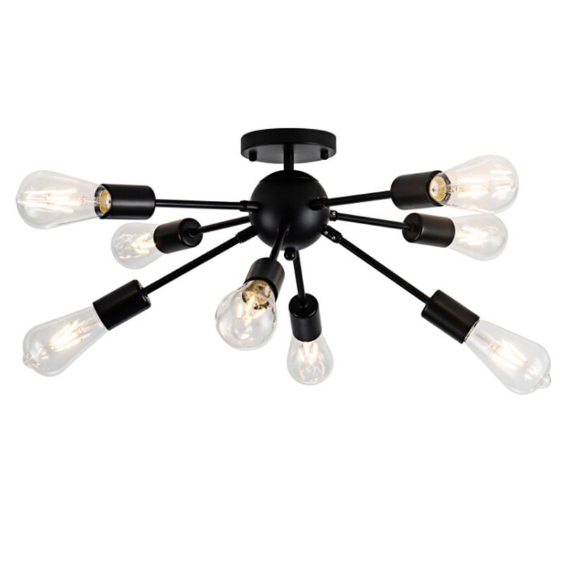 MMDH - Salón satélite bola lámpara nordic led plafón 8 Ampolletas - Negra.