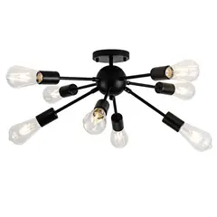 MMDH - Salón satélite bola lámpara nordic led plafón 8 Ampolletas - Negra