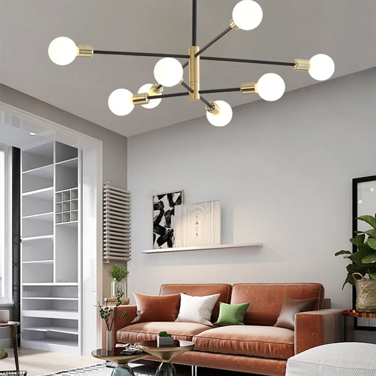 PUREPOWER - Lámpara de techo nórdica moderna para sala de estar - Negro