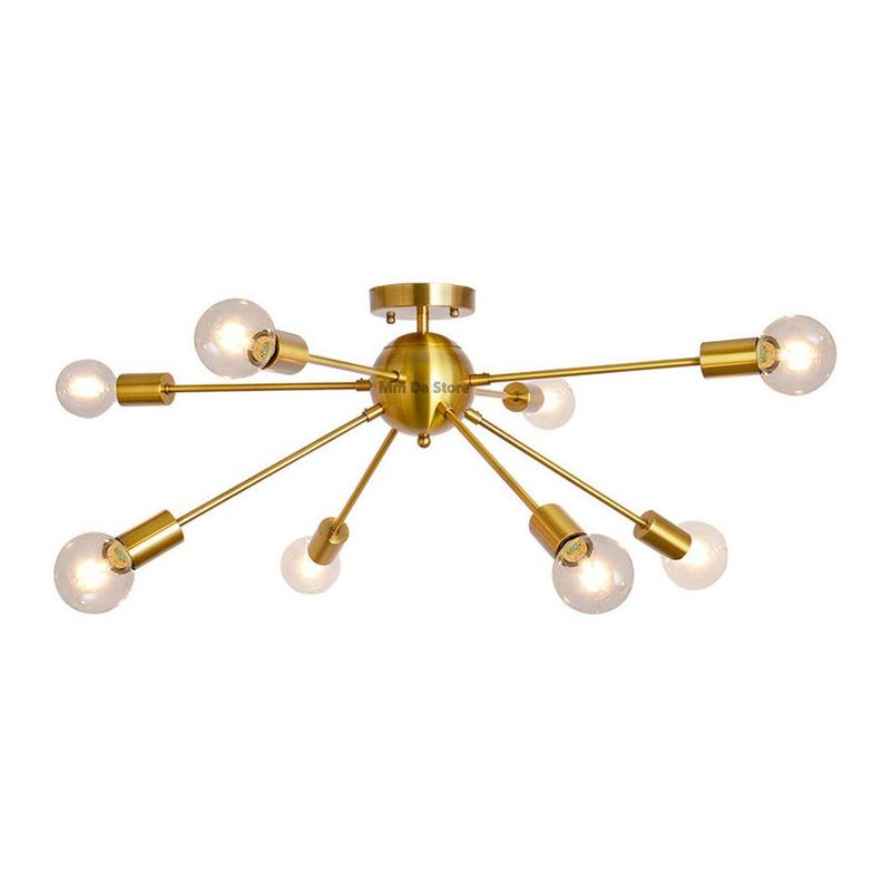 MMDH - Salón satélite bola lámpara nordic led plafón 8 Ampolletas - Dorado.