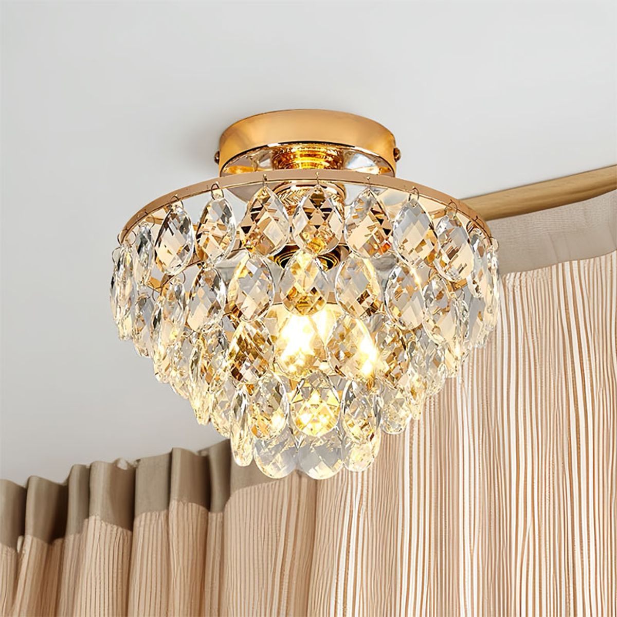 PUREPOWER - Lámpara de techo redonda estilo araña de cristal