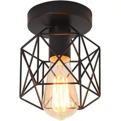 PUREPOWER - Lámpara De Techo Vintage Industrial Con Forma De Jaula De Metal