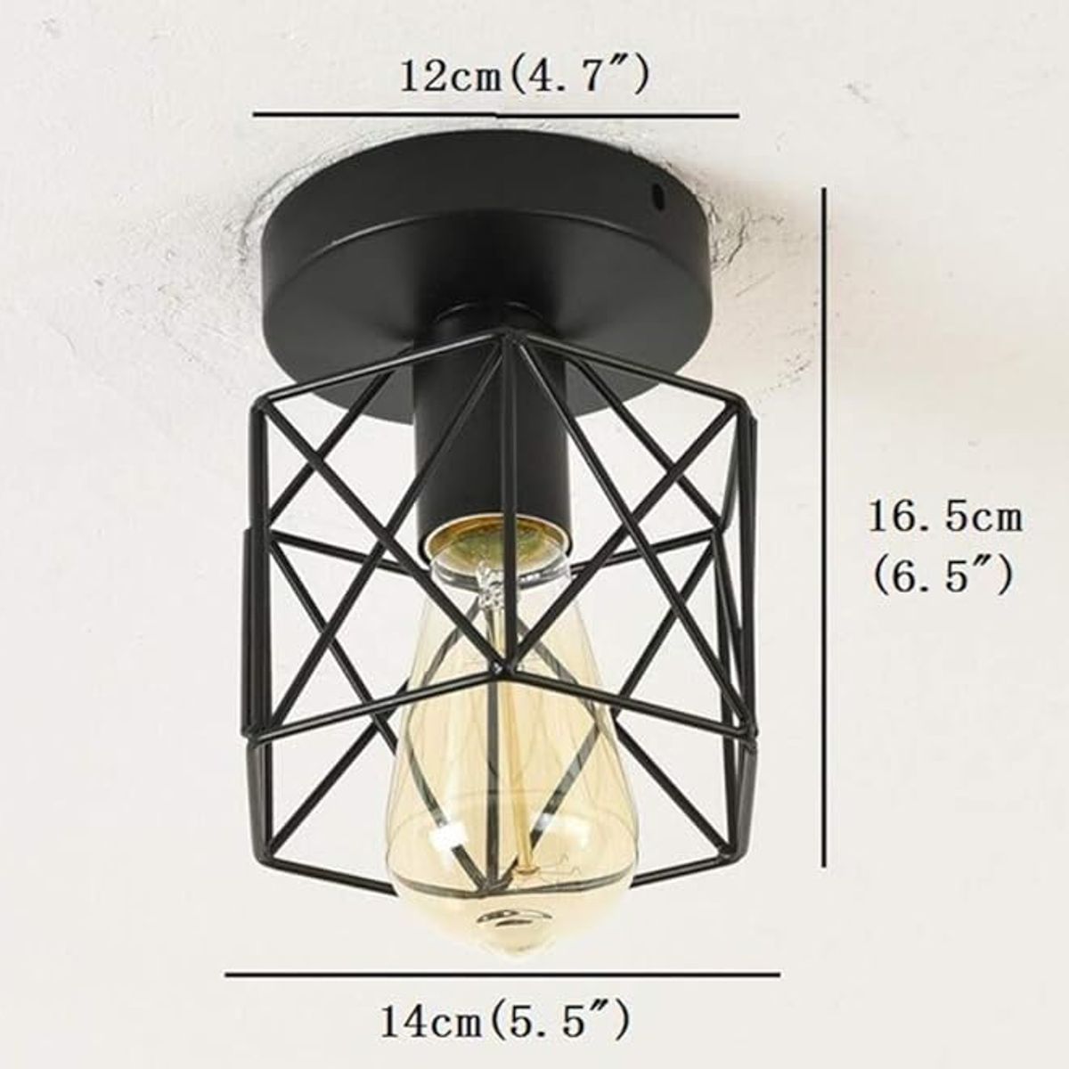 PUREPOWER - Lámpara De Techo Vintage Industrial Con Forma De Jaula De Metal