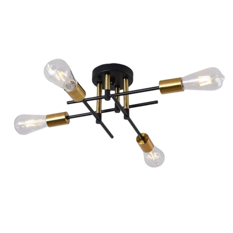 MMDH - Lámpara de techo led para sala de estar nórdica cla191 oro negro 4.