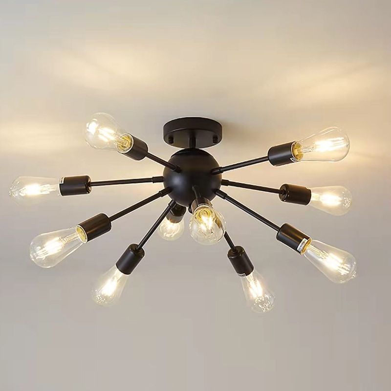 MMDH - Salón satélite bola lámpara nordic led plafón 10 Ampolletas - Negras.