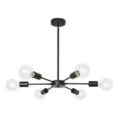 MMDH - Moderna lámpara de techo led para sala de estar y dormitorio Negra.