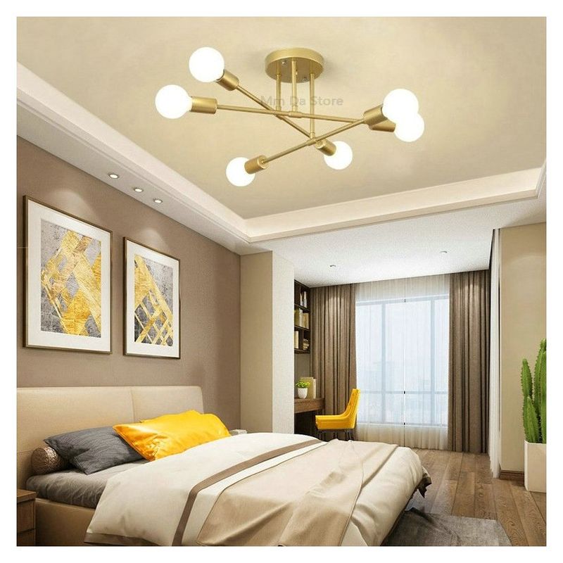 MMDH - Lámpara de techo nórdica moderna para sala de estar dorado led.