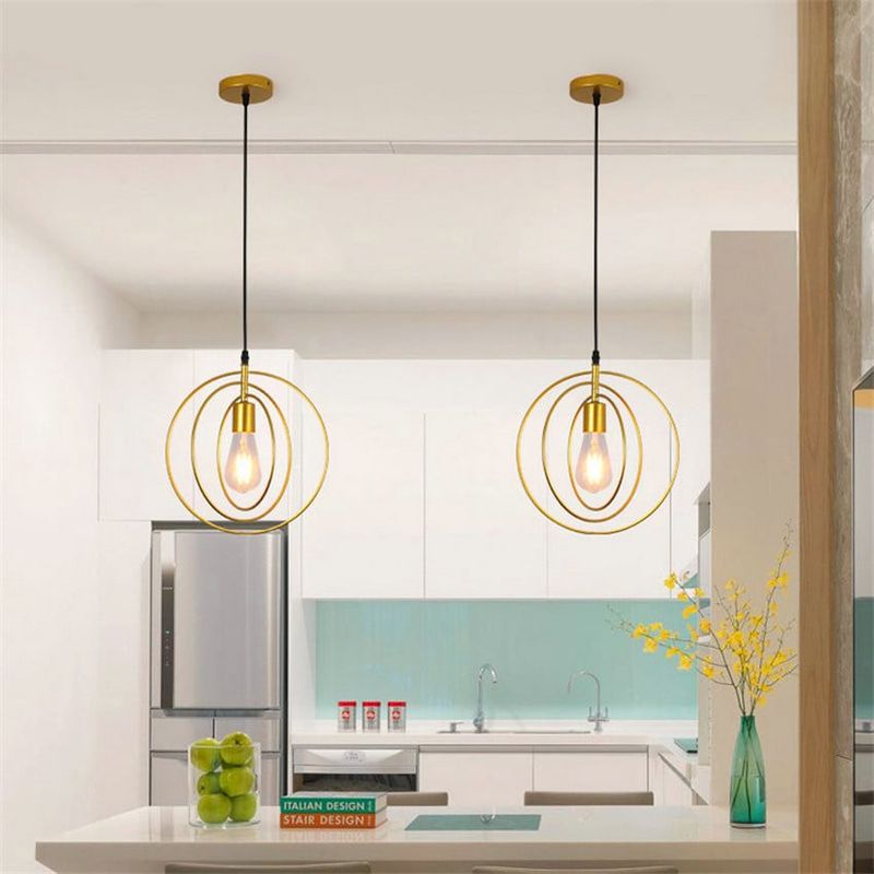 MMDH - Lámpara de techo led nordic star redonda para cocina Dorado Redondo..