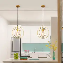 MMDH - Lámpara de techo led nordic star redonda para cocina Dorado Redondo..