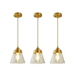 MMDH - Lámpara de techo led de vidrio de cocina moderna oro.