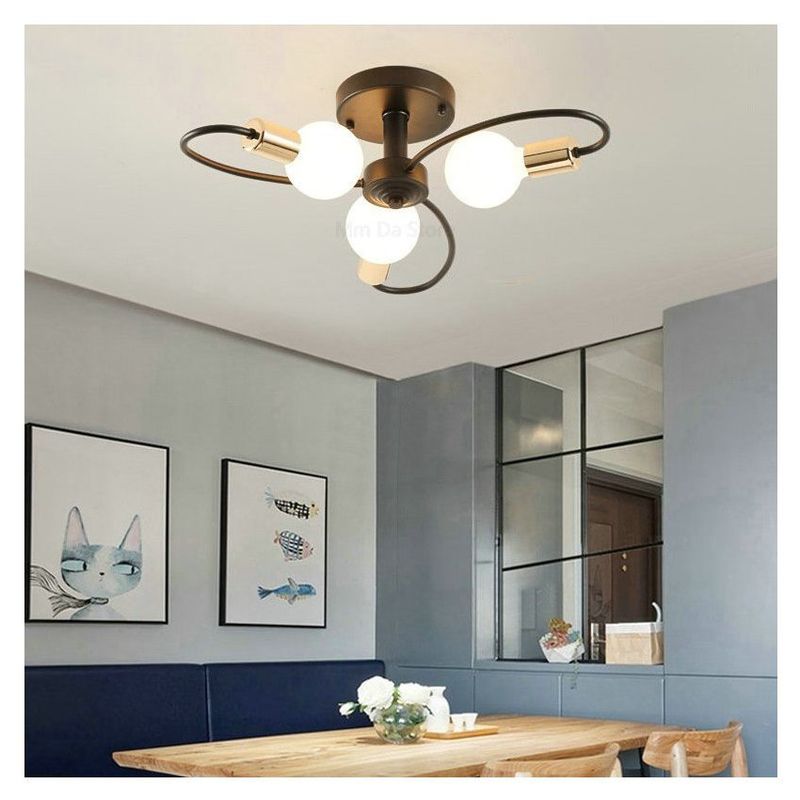 MMDH - Lámpara de techo giratoria led para sala de estar moderna-Oro Negro 3.