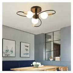 MMDH - Lámpara de techo giratoria led para sala de estar moderna-Oro Negro 3.