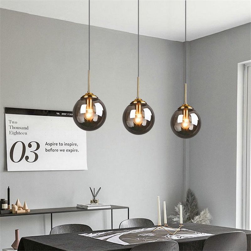 MMDH - Dormitorio cocina lámpara de araña con bola de cristal cla111-GRAY..