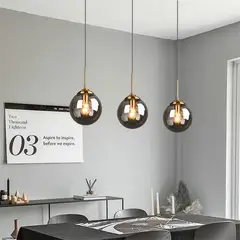 MMDH - Dormitorio cocina lámpara de araña con bola de cristal cla111-GRAY.
