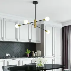 MMDH - Araña de techo de lujo para sala de estar nórdica 115-Negro 4..