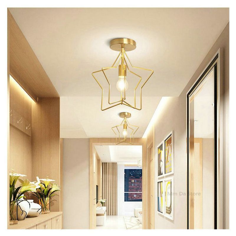 MMDH - Estrella nórdica plafón giratorio para dormitorio- Dorado.