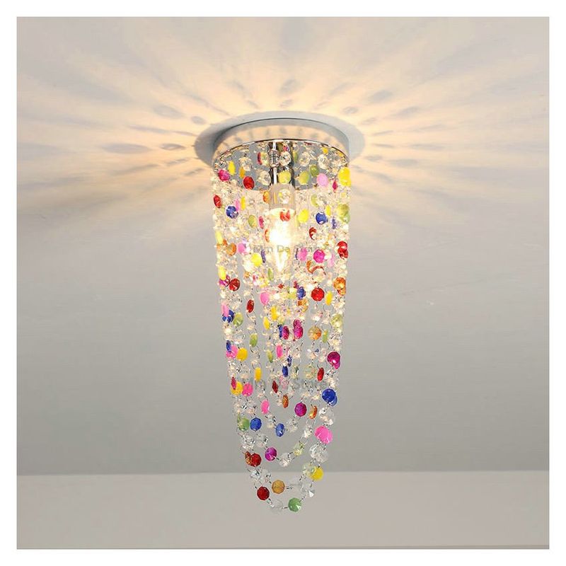 MMDH - Lámpara de araña led de cristal de pasillo largo para sala Color.
