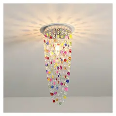 MMDH - Lámpara de araña led de cristal de pasillo largo para sala Color