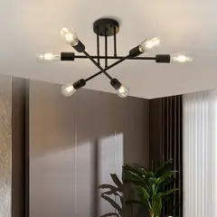 MMDH - Lampara de techo estilo araña Negra.