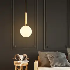 MMDH - Araña nórdica de dormitorio de hierro con bola vidrio Modelo A-Dorado..