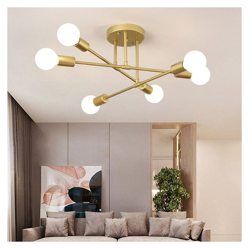 MMDH - Lámpara de araña led para sala de estar nórdica Dorado