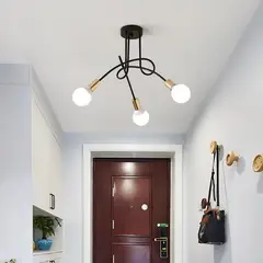 MMDH - Lámpara de techo led para salón comedor retro e27 Oro Negro 3.