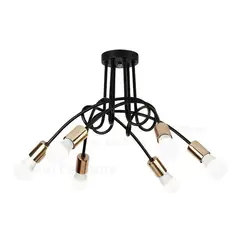 MMDH - Lámpara de techo led para salón comedor retro e27 oro negro 5..