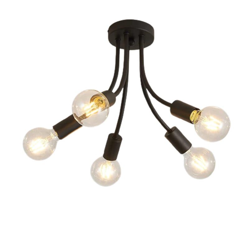 MMDH - Led lámpara de techo nórdica moderna para sala de estar negro.